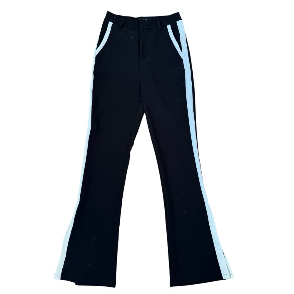 AKIRA Tuxedo Flare Pants Black White Stretch Womens Medium